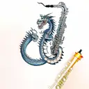 A dragon playing a saxophone tattoo design idea