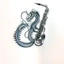 A dragon playing a saxophone tattoo design idea