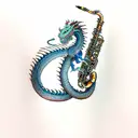 A dragon playing a saxophone tattoo design idea