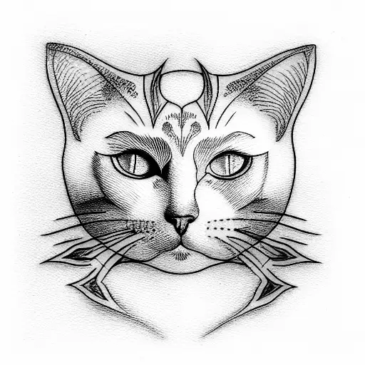 depressed cat tattoo design idea