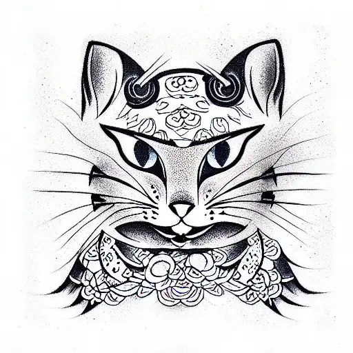 depressed cat tattoo design idea