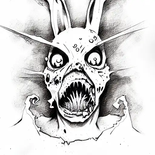 zombie bunny tattoo design idea