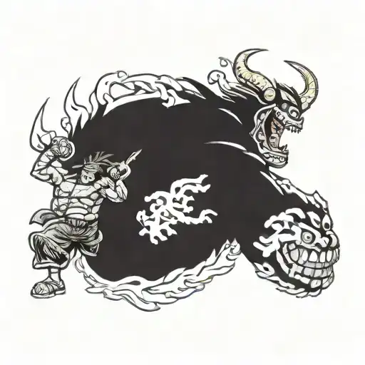 big mom vs kaido dragon of one piece tattoo design idea
