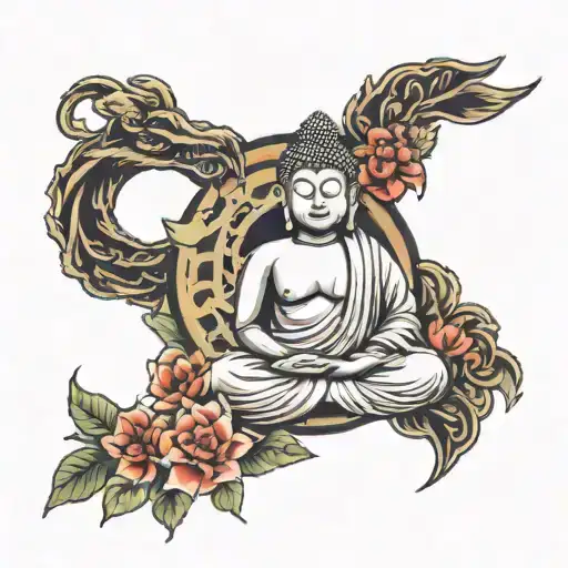 islas phi phi y un Buddha tattoo design idea