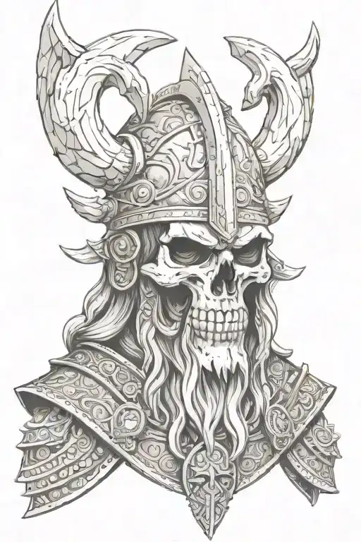 viking skull warrior tattoo design idea