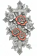 cross with roses  tattoo design idea
