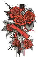 cross with roses  tattoo design idea