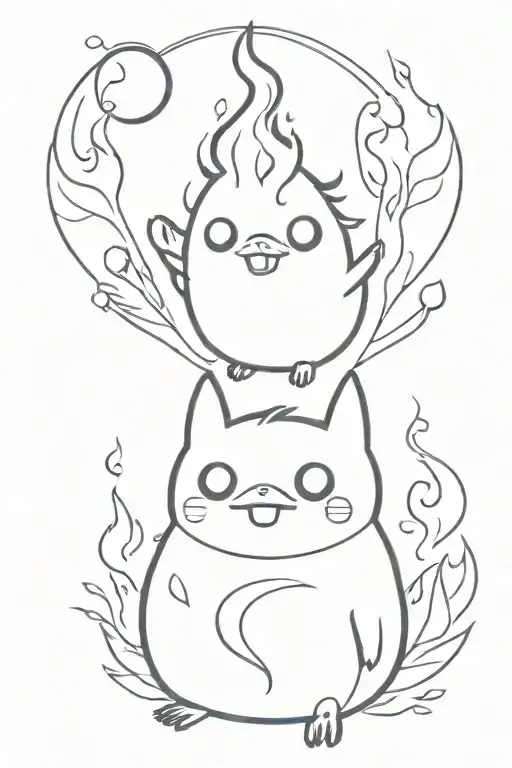 calcifer and soots tattoo design idea