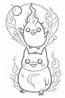 calcifer and soots tattoo design idea