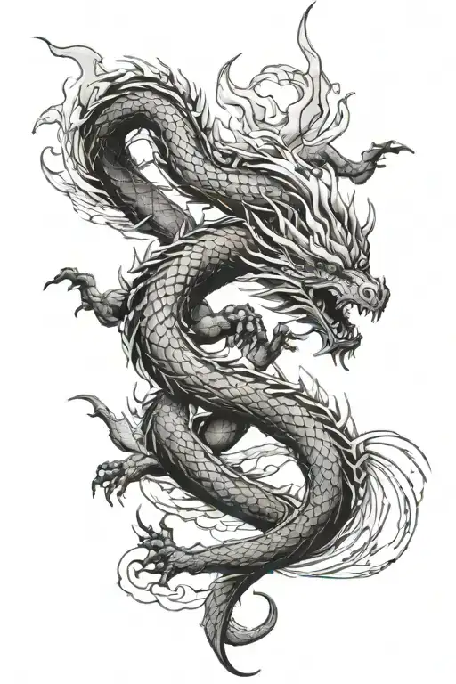 Sky and dragon wrapped tattoo design idea