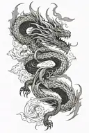 Sky and dragon wrapped tattoo design idea