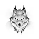 3 lobos acechando campamento tattoo design idea