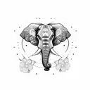 elephant under a cherry blossom tree tattoo design idea