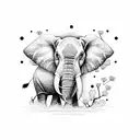 elephant under a cherry blossom tree tattoo design idea