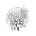 Elephant Cherry Blossom tree tattoo design idea