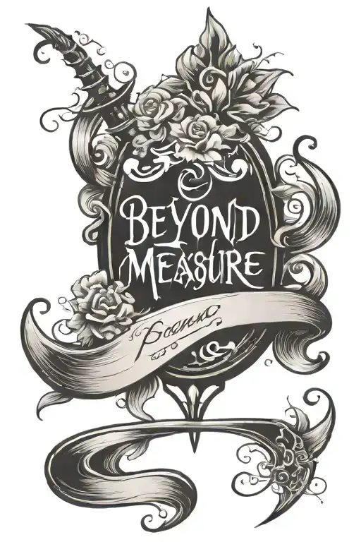 calligraphy writing "beyond measure" tattoo design idea