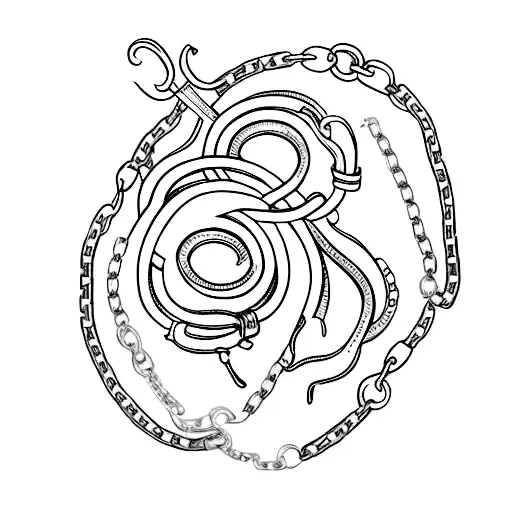 whip with chain and cross  tattoo design idea