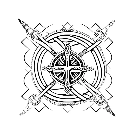 cross swardo chain whip tattoo design idea