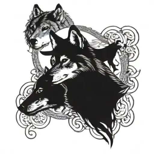 Turkish mitology, wolf and soldier tattoo design idea
