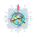 A clock surrounded by a world map, with travel destinations marked as time zones tattoo design idea