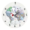 A clock surrounded by a world map, with travel destinations marked as time zones tattoo design idea