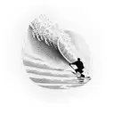 A paddleboarder riding a wave formed by soundwaves in the ocean tattoo design idea