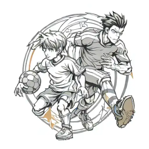 dad and son football player tattoo design idea