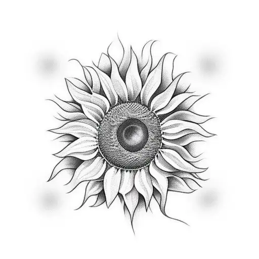 sunflower with smiley tattoo design idea
