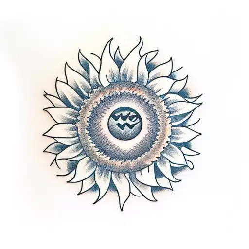 sunflower with smiley tattoo design idea