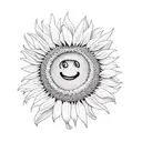 sunflower with smiley tattoo design idea