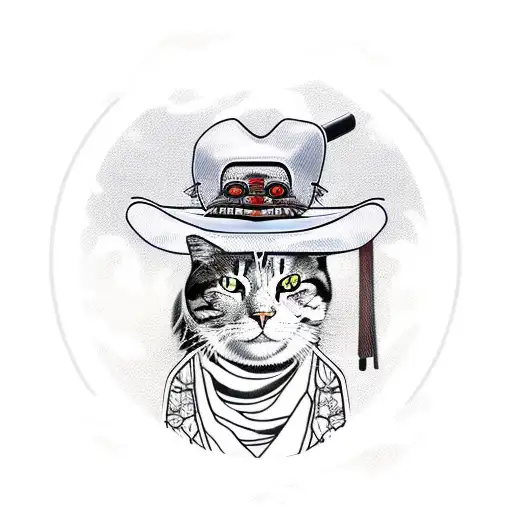 Is samurai cowboy cat tattoo design idea