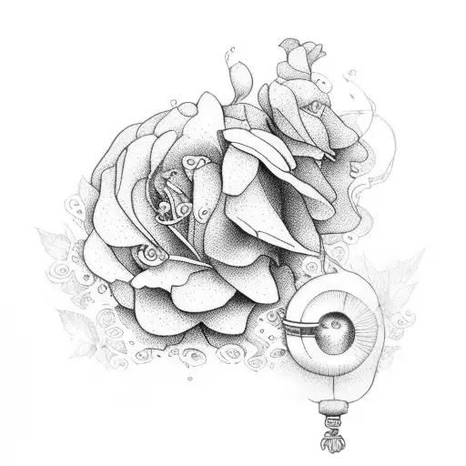 perfume with hands and flowers tattoo design idea
