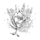 perfume with hands and flowers tattoo design idea