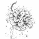 perfume with hands and flowers tattoo design idea
