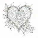 web with heart and Ukrainian tattoo design idea