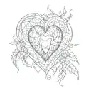 web with heart and Ukrainian tattoo design idea