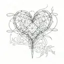 web with heart and Ukrainian tattoo design idea