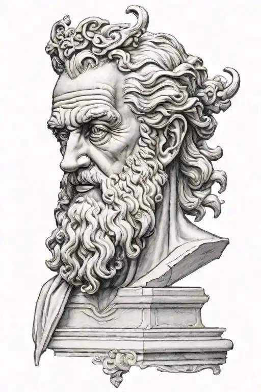 Zeus sitting tattoo design idea