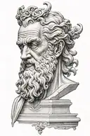 Zeus sitting tattoo design idea