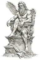 Zeus sitting tattoo design idea
