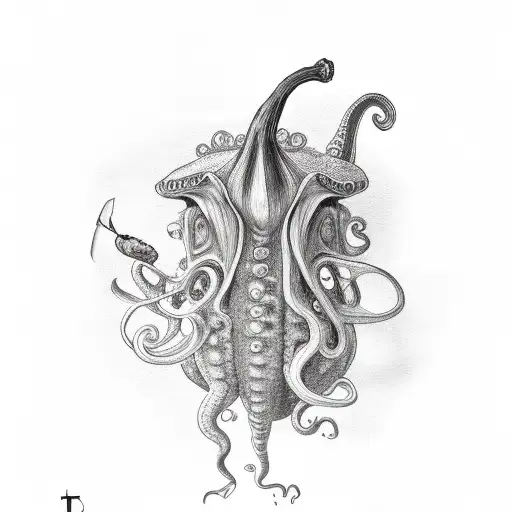 octupus holding a pepper tattoo design idea