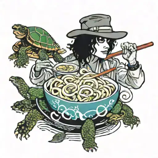 Michael Jackson Ramen and Turtles  tattoo design idea