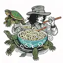Michael Jackson Ramen and Turtles  tattoo design idea
