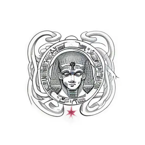 a medusa with 3 legs wrapped around an egyptian cross tattoo design idea