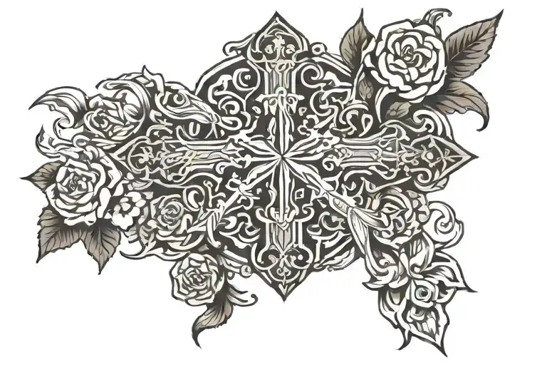 a diamond whose shadow is a christian orthodox cross tattoo design idea