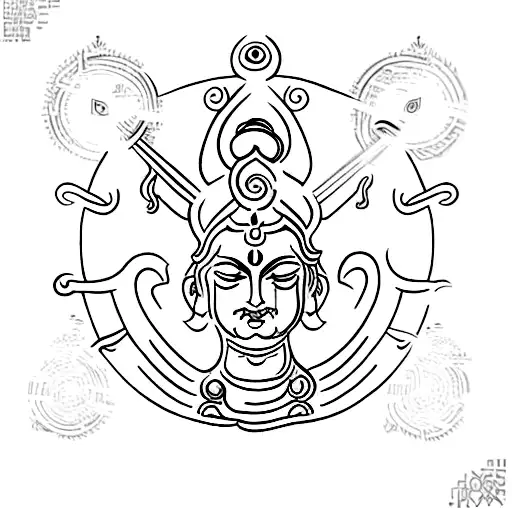 shiva the destroyer, centered aroundhis trident, for the nape of the mexk tattoo design idea