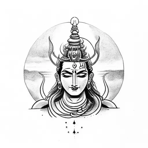 minimal tattoo of shiva the destroyer, centered around tattoo design idea