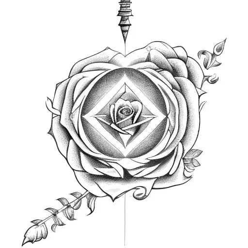 saggetatius+zodiac signs+arrow+roses tattoo design idea