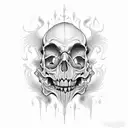 smile now cry later in skulls tattoo design idea