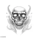 smile now cry later in skulls tattoo design idea